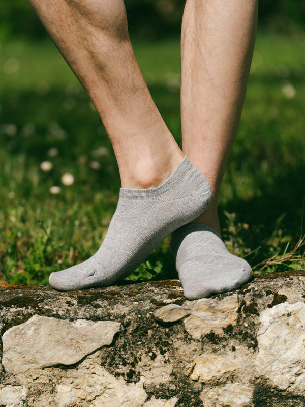 Pétrone socquettes lin coton gris homme#couleur_gris-clair