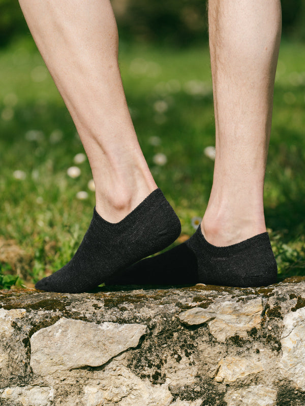 Pétrone socquettes lin coton noir homme#couleur_noir