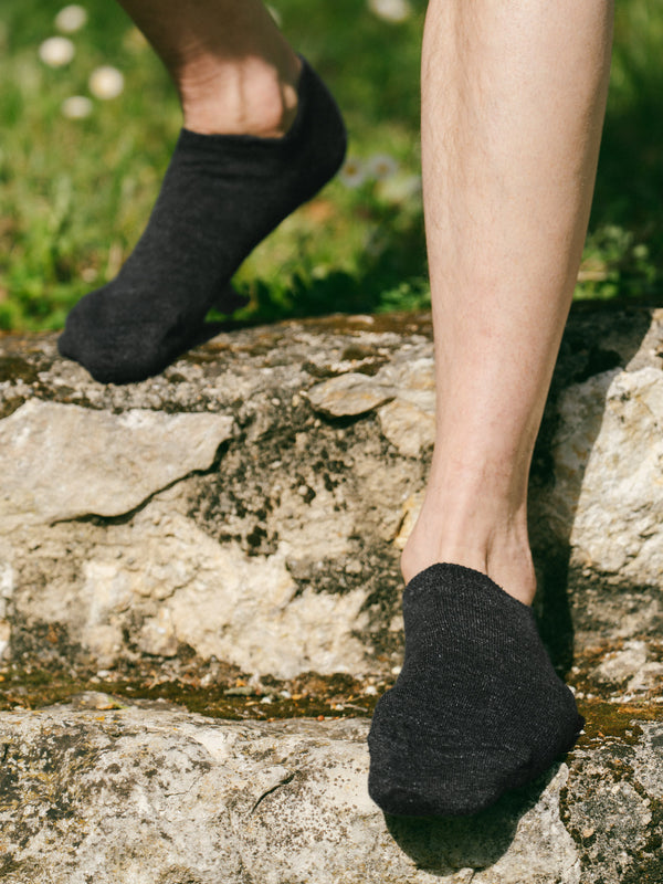 Pétrone socquettes lin coton noir homme#couleur_noir