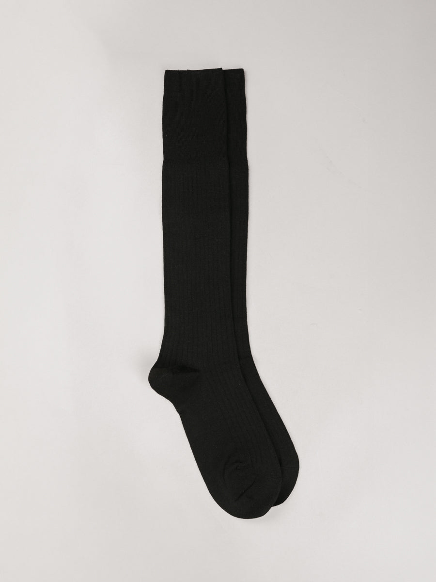 Pétrone mi-bas laine mérinos noir homme#couleur_noir