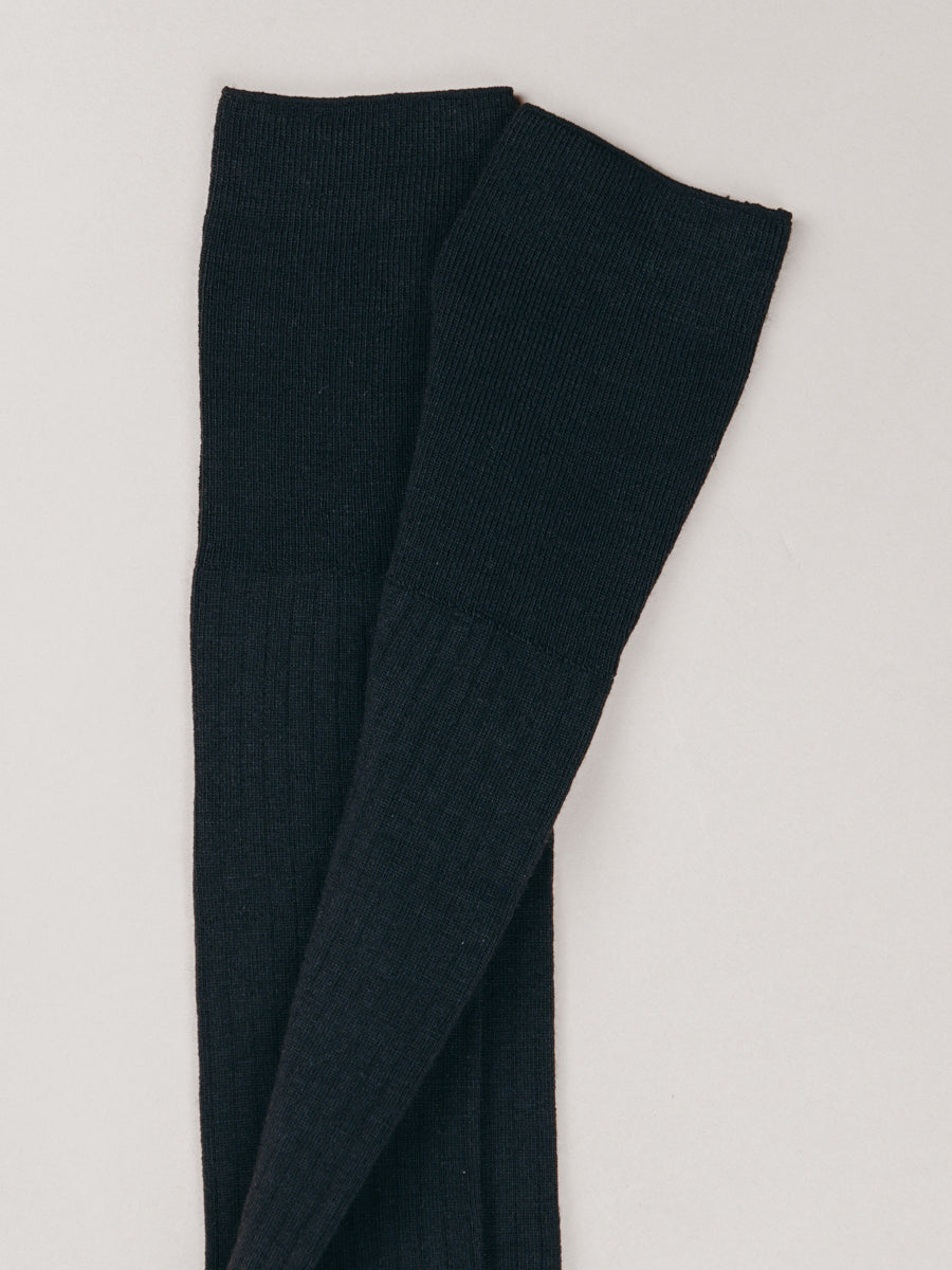 Pétrone mi-bas laine mérinos bleu marine femme#couleur_bleu-marine