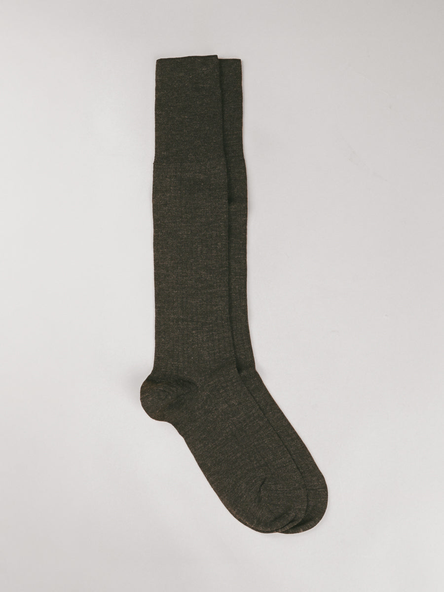 Pétrone mi-bas laine mérinos gris anthracite chiné homme#couleur_gris-anthracite-chiné