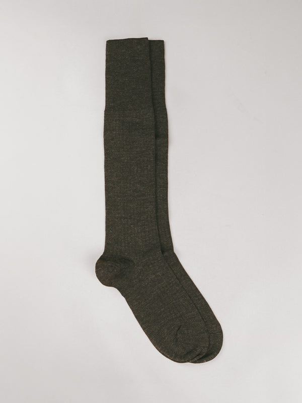 Pétrone mi-bas laine mérinos gris anthracite chiné femme#couleur_gris-anthracite-chiné