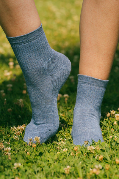 Pétrone chaussettes de tennis coton bio ecocell bleu jean homme