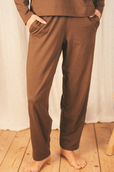 Pétrone pantalon de pyjama coton biologique tencel lyocell chocolat homme vignette