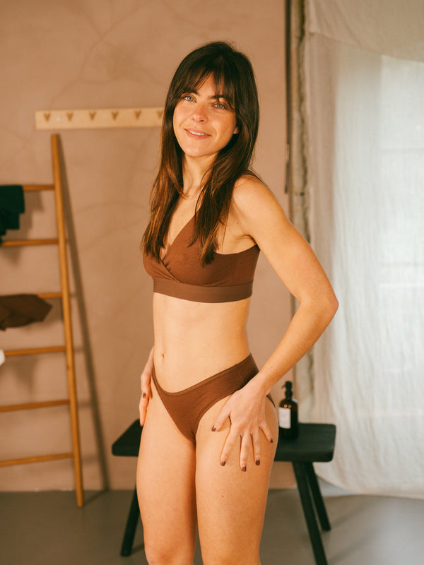 Pétrone culotte échancrée chocolat femme#couleur_chocolat