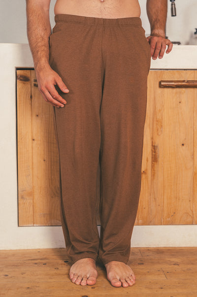 Pétrone pantalon de pyjama coton biologique tencel lyocell chocolat homme vignette