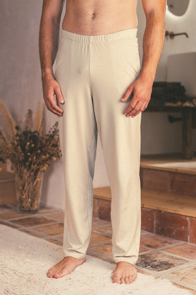 Pétrone pantalon de pyjama coton biologique tencel lyocell sable homme vignette