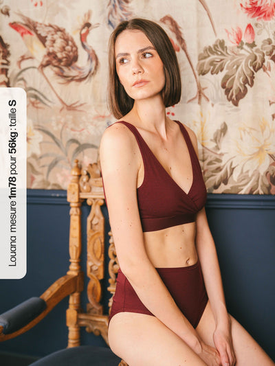 Pétrone culotte femme taille haute coton biologique tencel bordeaux foncé #couleur_bordeaux-foncé