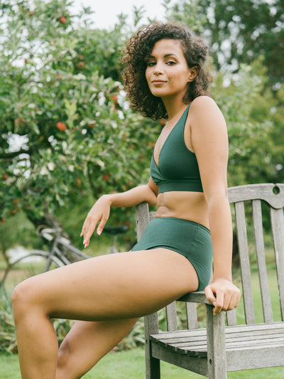 Pétrone culotte femme taille haute coton biologique tencel vert bouteille #couleur_vert-bouteille