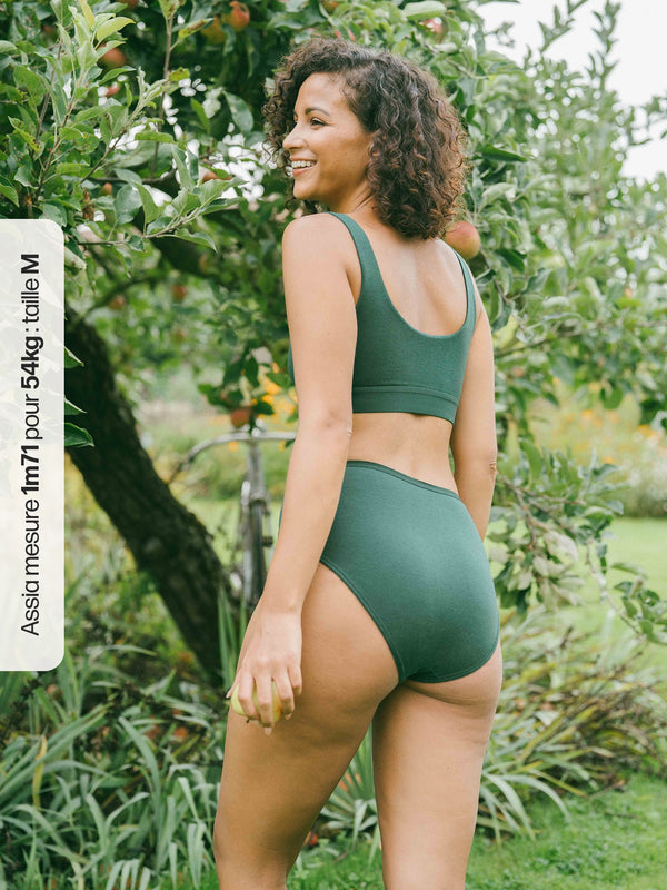 Pétrone culotte femme taille haute coton biologique tencel vert bouteille #couleur_vert-bouteille