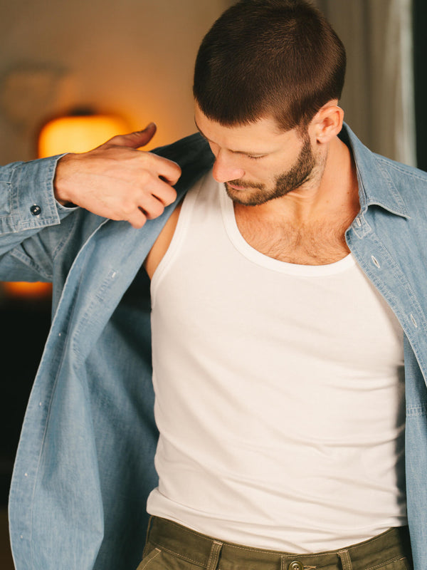 Pétrone débardeur marcel coton biologique tencel lyocell blanc homme#couleur_blanc