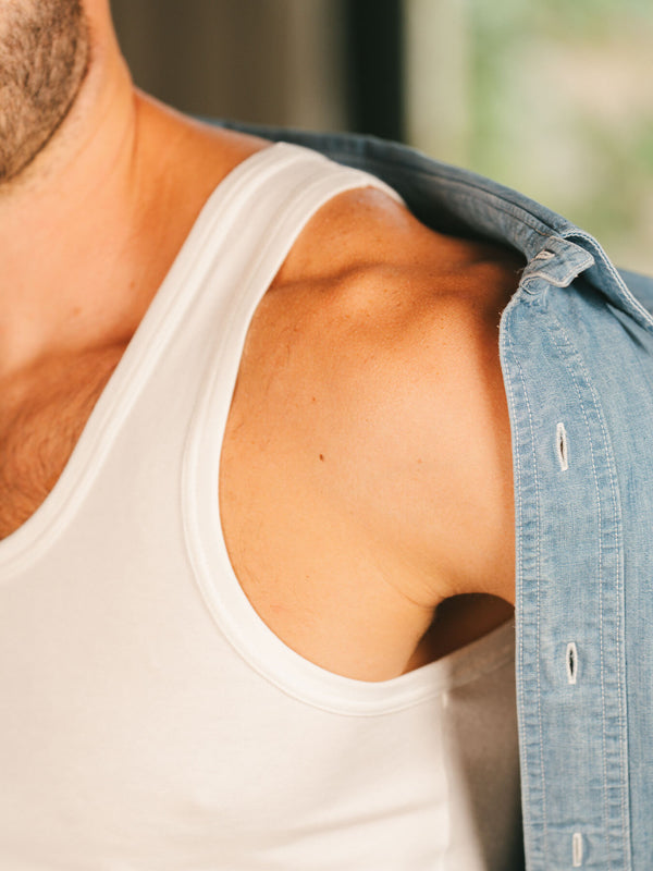 Pétrone débardeur marcel coton biologique tencel lyocell blanc homme#couleur_blanc