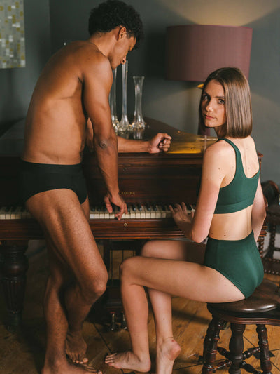 Pétrone culotte femme taille haute coton biologique tencel vert bouteille #couleur_vert-bouteille