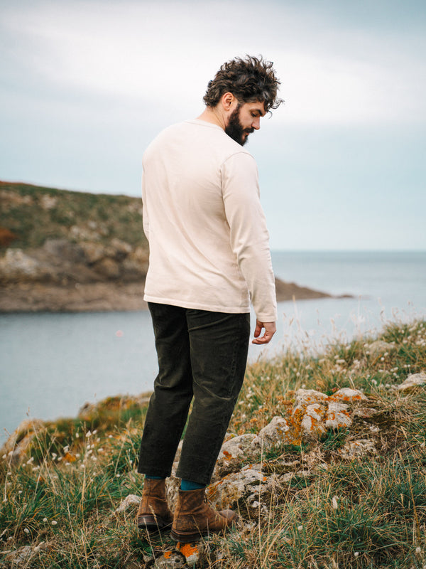 Pétrone Henley cormac manches longues coton bio beige homme#couleur_beige
