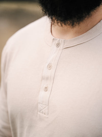 Pétrone Henley cormac manches longues coton bio beige homme#couleur_beige
