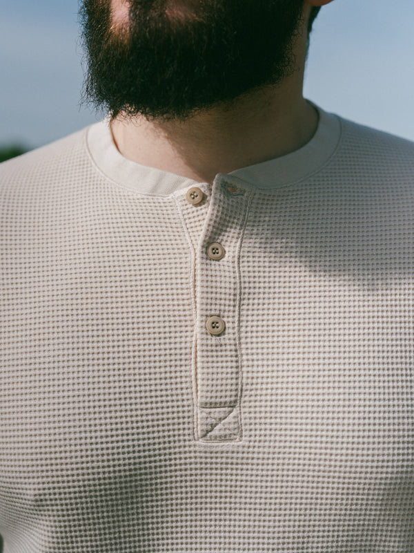 Pétrone Henley cormac manches courtes coton bio Tencel beige homme#couleur_beige