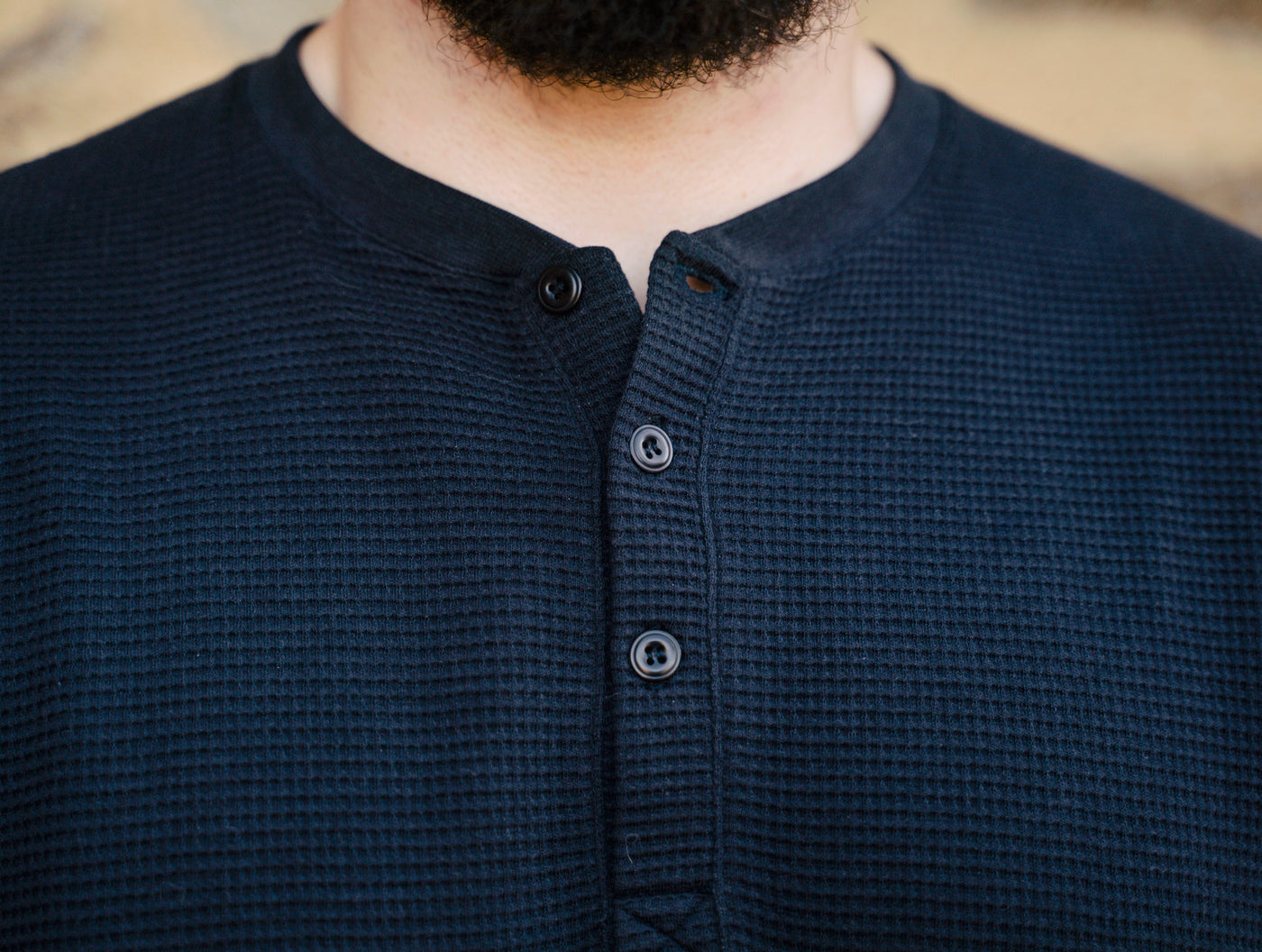 Pétrone Henley cormac manches courtes coton bio Tencel bleu marine homme#couleur_bleu-marine