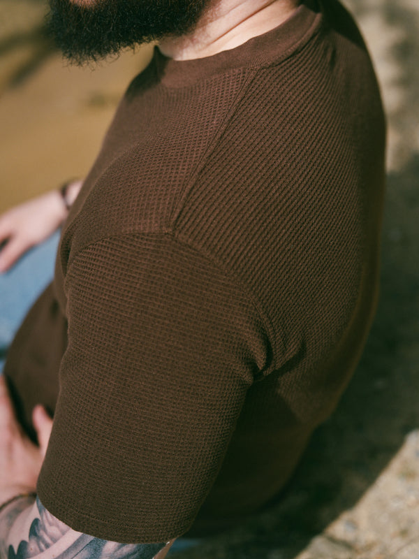 Pétrone Henley cormac manches courtes coton bio Tencel marron homme#couleur_marron