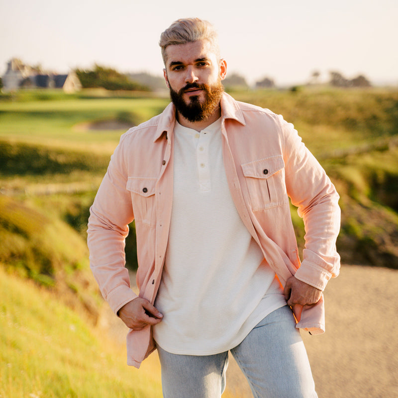 Pétrone Henley cormac manches longues coton bio Tencel blanc crème homme#couleur_blanc-crème
