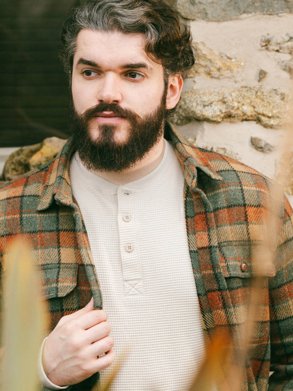 Pétrone Henley cormac manches longues coton bio Tencel beige homme#couleur_beige