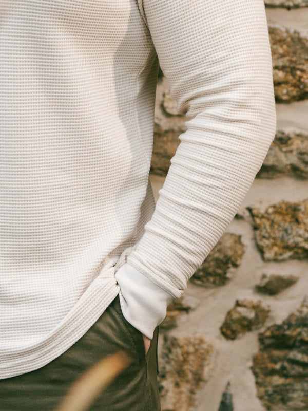 Pétrone Henley cormac manches longues coton bio Tencel beige homme#couleur_beige