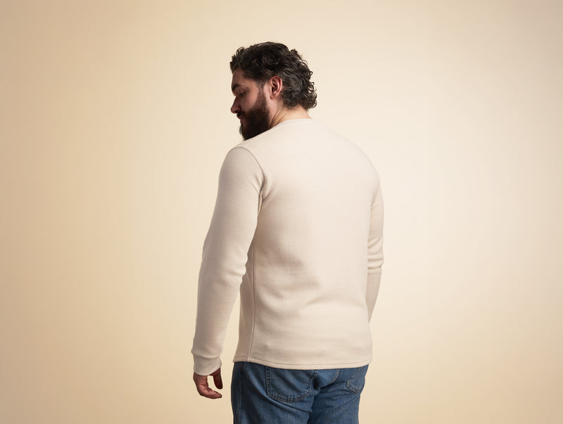 Pétrone Henley cormac manches longues coton bio Tencel beige homme#couleur_beige