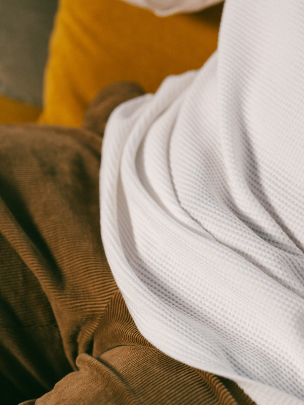 Pétrone Henley cormac manches longues coton bio Tencel blanc crème homme#couleur_blanc-crème