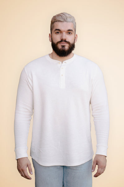 Chemise Homme Mancches Longues Henley Shirt Casual Coupe Droite - INSFITY - Blanc - Col boutonné Chemise Homme Mancches Longues Henley Shirt Casual Coupe Droite - INSFITY - Blanc - Col boutonné