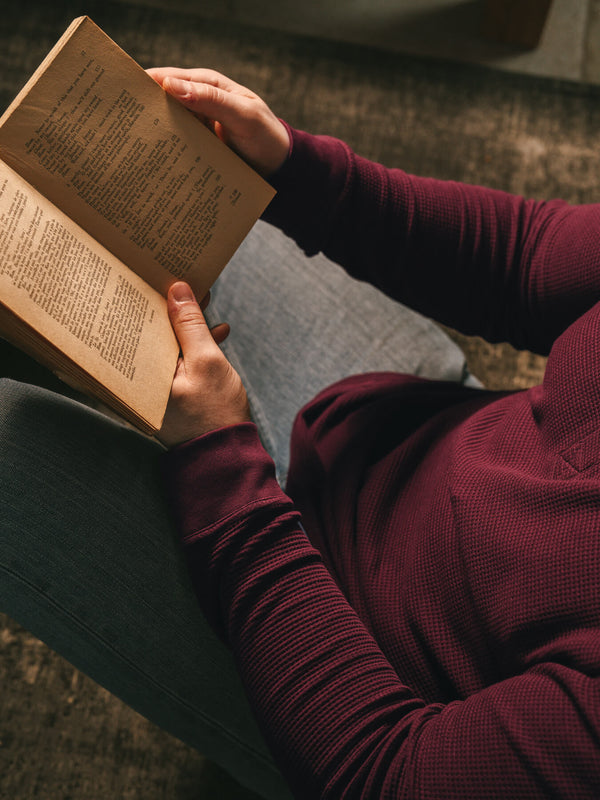 Pétrone Henley cormac manches longues coton bio Tencel bordeaux foncé homme#couleur_bordeaux-foncé