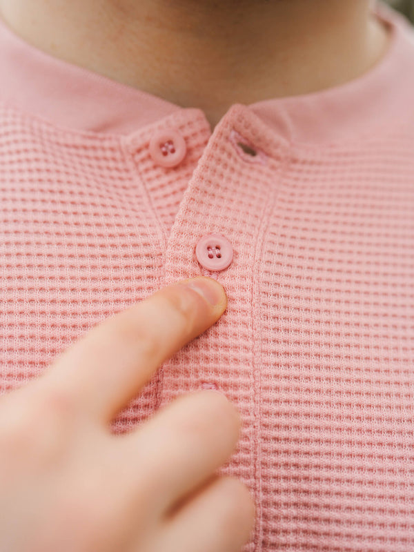 Pétrone Henley cormac manches longues coton bio Tencel rose homme#couleur_rose