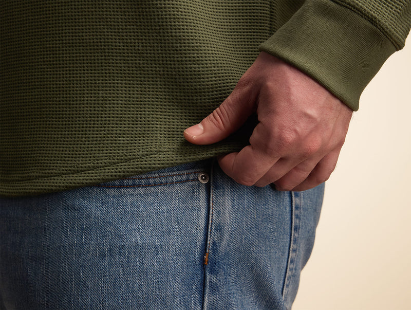 Pétrone Henley cormac manches longues coton bio Tencel vert kaki homme#couleur_vert-kaki