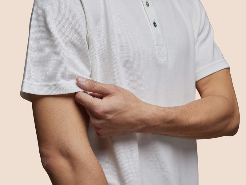 Pétrone Henley manches courtes coton bio blanc crème homme#couleur_blanc-crème
