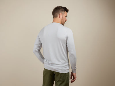 Pétrone Henley manches longues laine mérinos Tencel Gris Clair homme#couleur_gris-clair