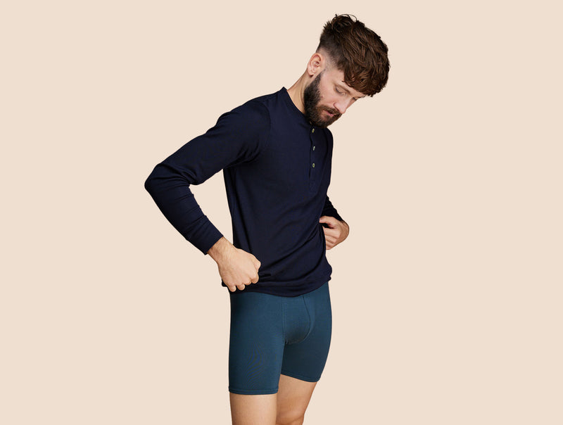 Pétrone Henley manches longues laine mérinos Tencel bleu marine homme#couleur_bleu-marine