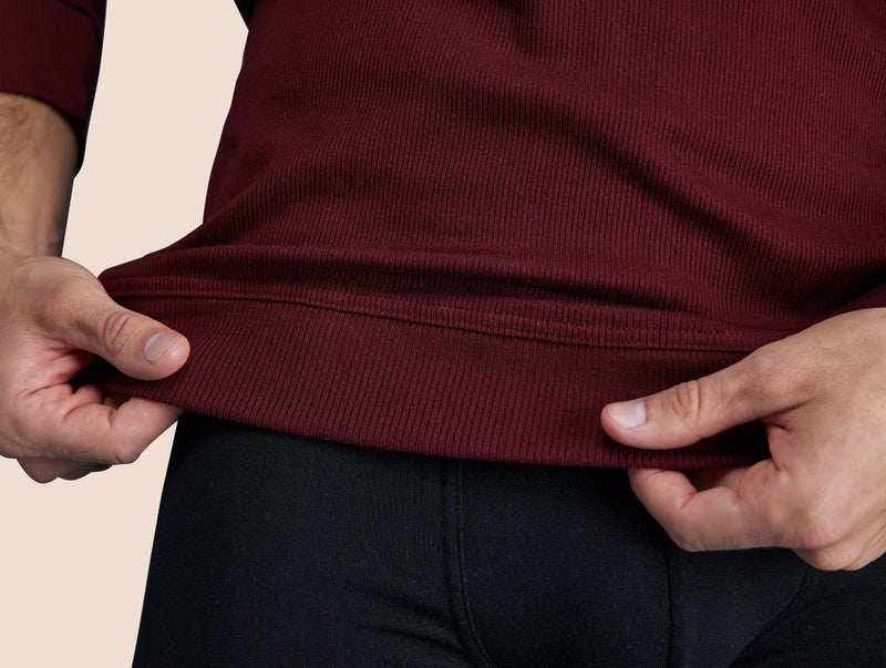 Pétrone Henley manches longues laine mérinos Tencel bordeaux foncé homme#couleur_bordeaux-foncé