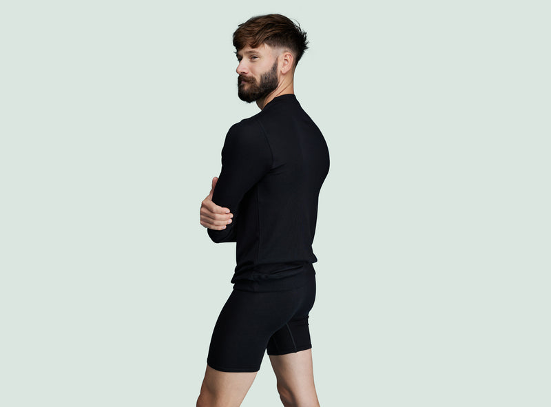 Pétrone Henley manches longues laine mérinos Tencel noir homme#couleur_noir