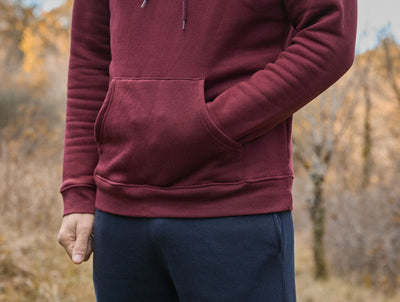 Pétrone sweat capuche hoodie homme Tencel coton bio bordeaux foncé homme#couleur_bordeaux-foncé