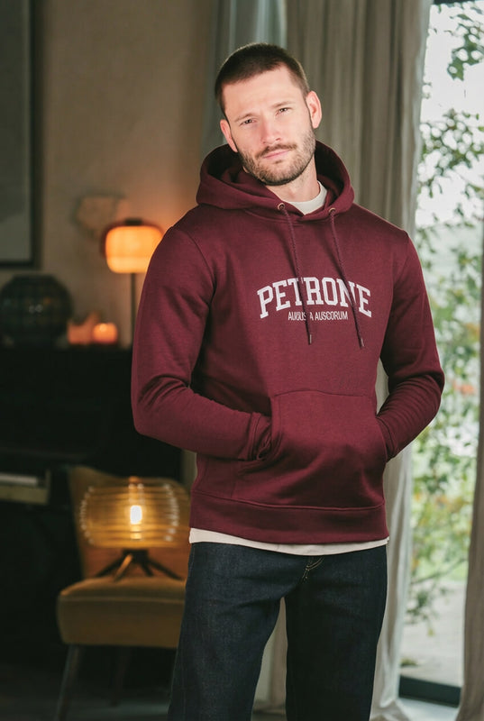 Pétrone sweat capuche hoodie homme Tencel coton bio bordeaux foncé homme#couleur_bordeaux-foncé