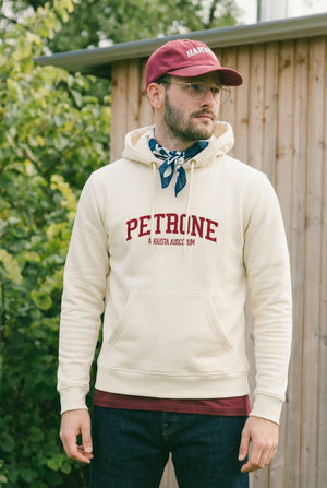 Pétrone sweat capuche hoodie homme Tencel cocton bio écru homme#couleur_écru