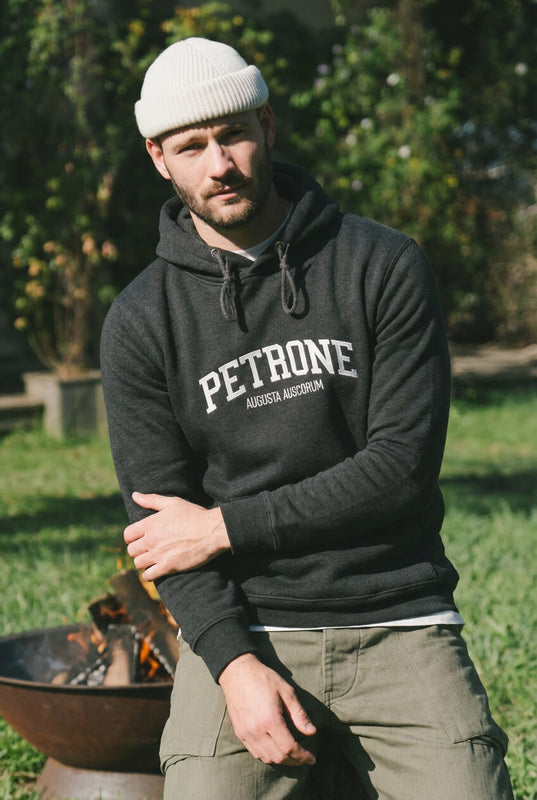 Pétrone sweat capuche hoodie homme Tencel coton bio gris anthracite chiné homme#couleur_gris-anthracite-chiné