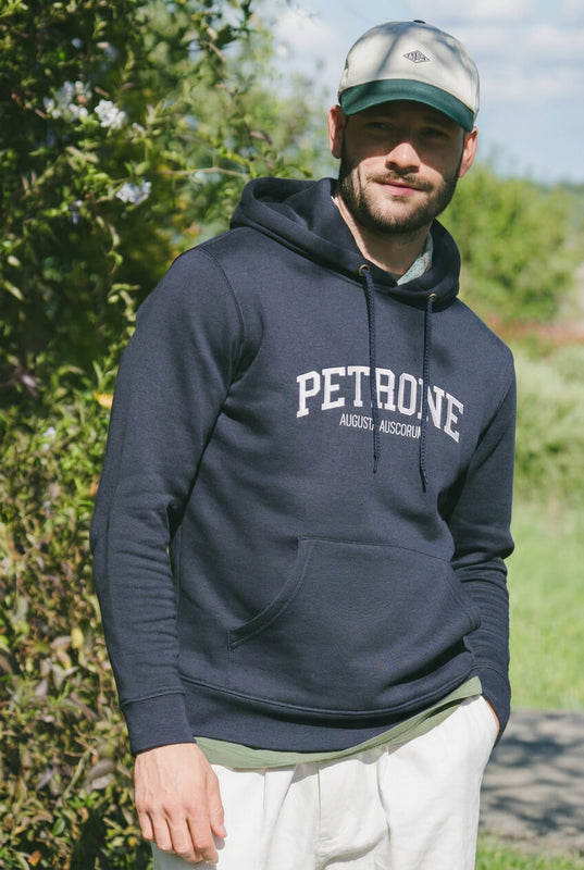 Pétrone sweat capuche hoodie homme Tencel coton bio bleu marine #couleur_bleu-marine