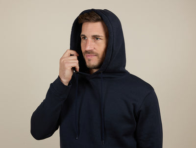 Pétrone sweat capuche hoodie homme Tencel coton bio bleu marine homme#couleur_bleu-marine