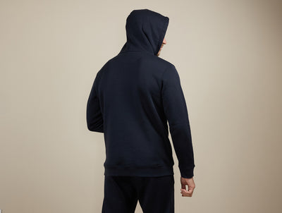 Pétrone sweat capuche hoodie homme Tencel coton bio bleu marine homme#couleur_bleu-marine