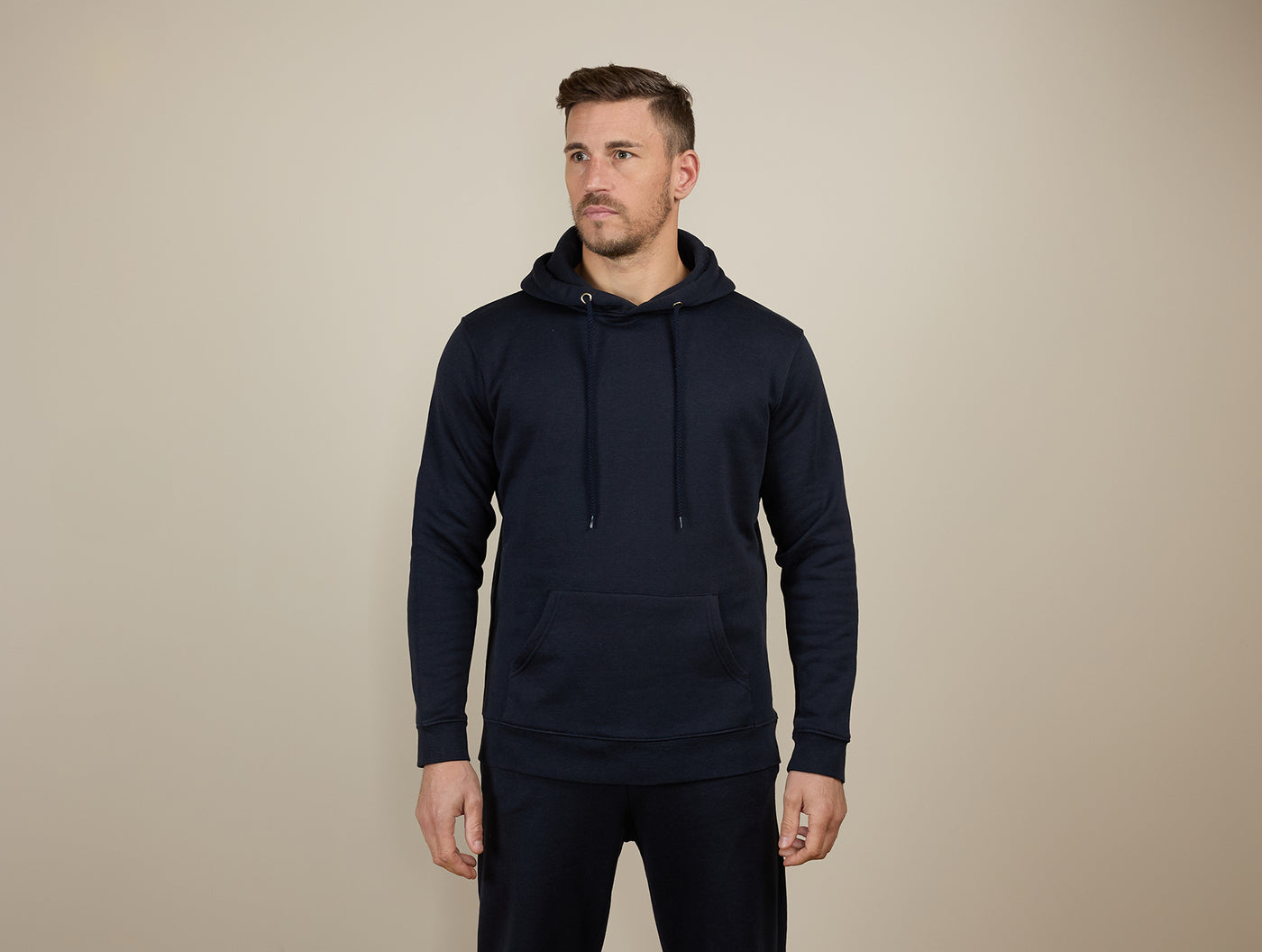 Pétrone sweat capuche hoodie homme Tencel coton bio bleu marine homme#couleur_bleu-marine