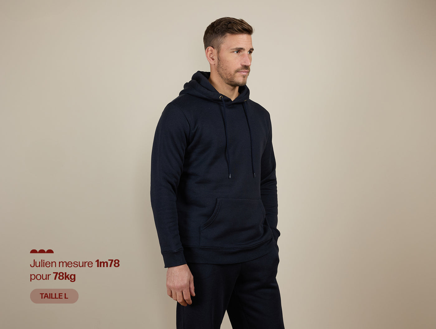 Pétrone sweat capuche hoodie homme Tencel coton bio bleu marine homme#couleur_bleu-marine