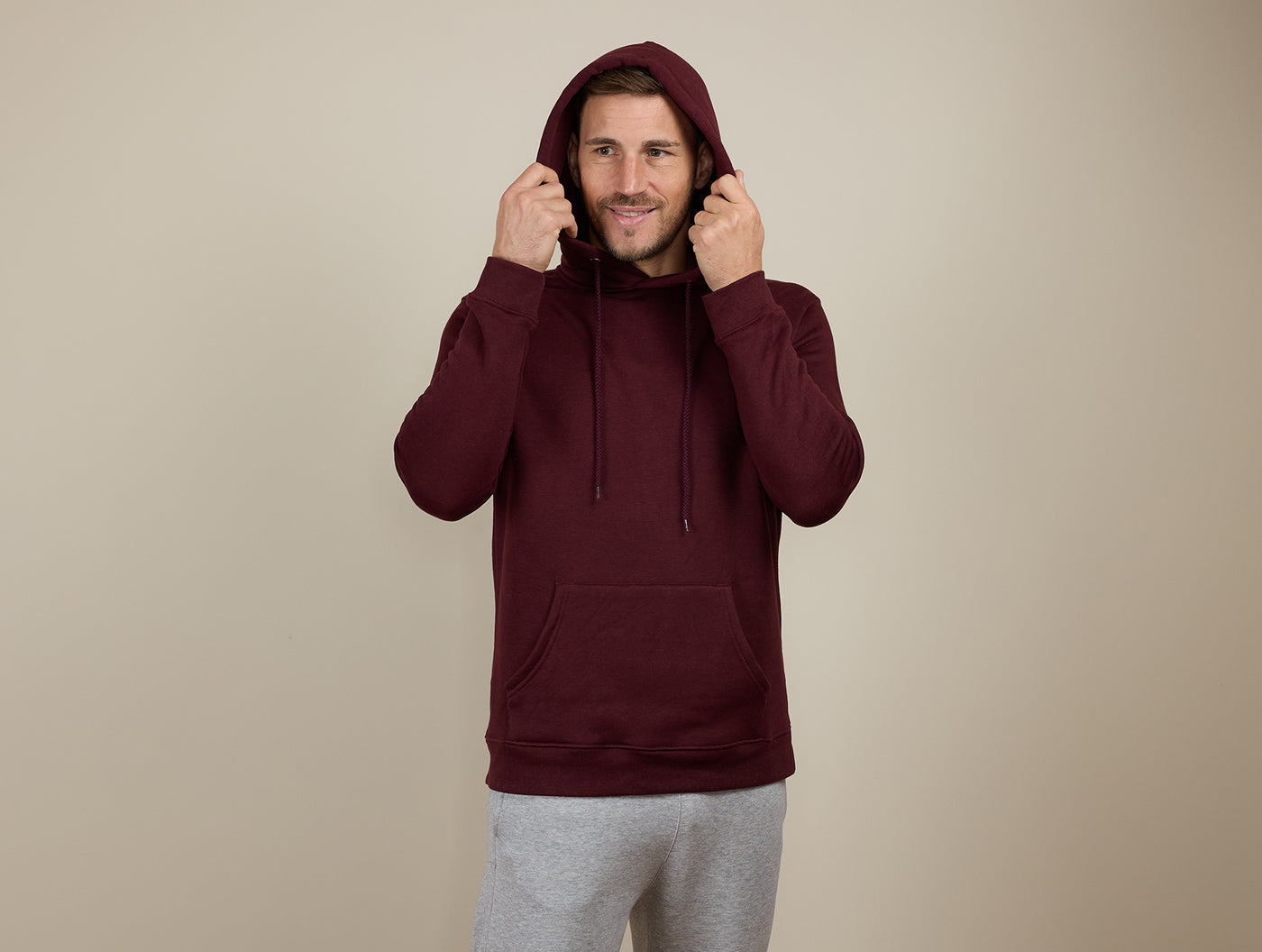 Pétrone sweat capuche hoodie homme Tencel coton bio bordeaux foncé homme#couleur_bordeaux-foncé