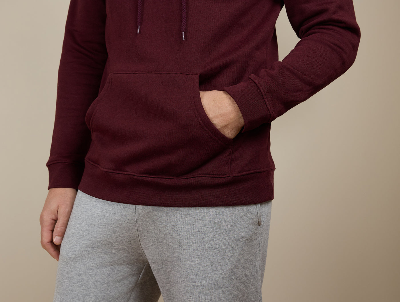 Pétrone sweat capuche hoodie homme Tencel coton bio bordeaux foncé homme#couleur_bordeaux-foncé