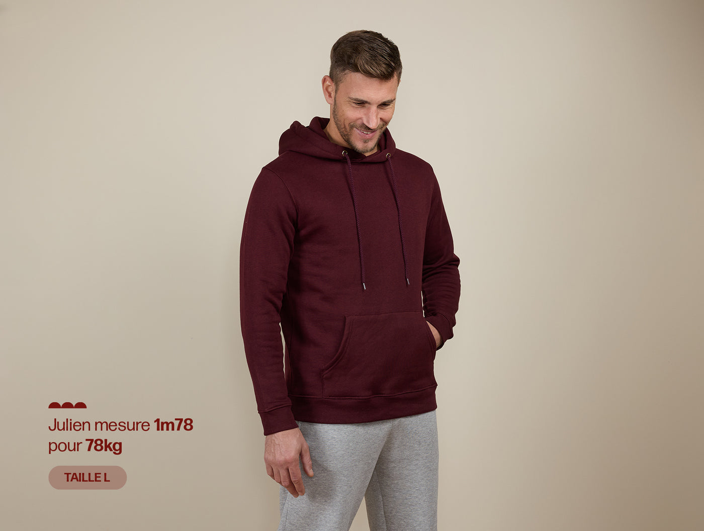 Pétrone sweat capuche hoodie homme Tencel coton bio bordeaux foncé homme#couleur_bordeaux-foncé