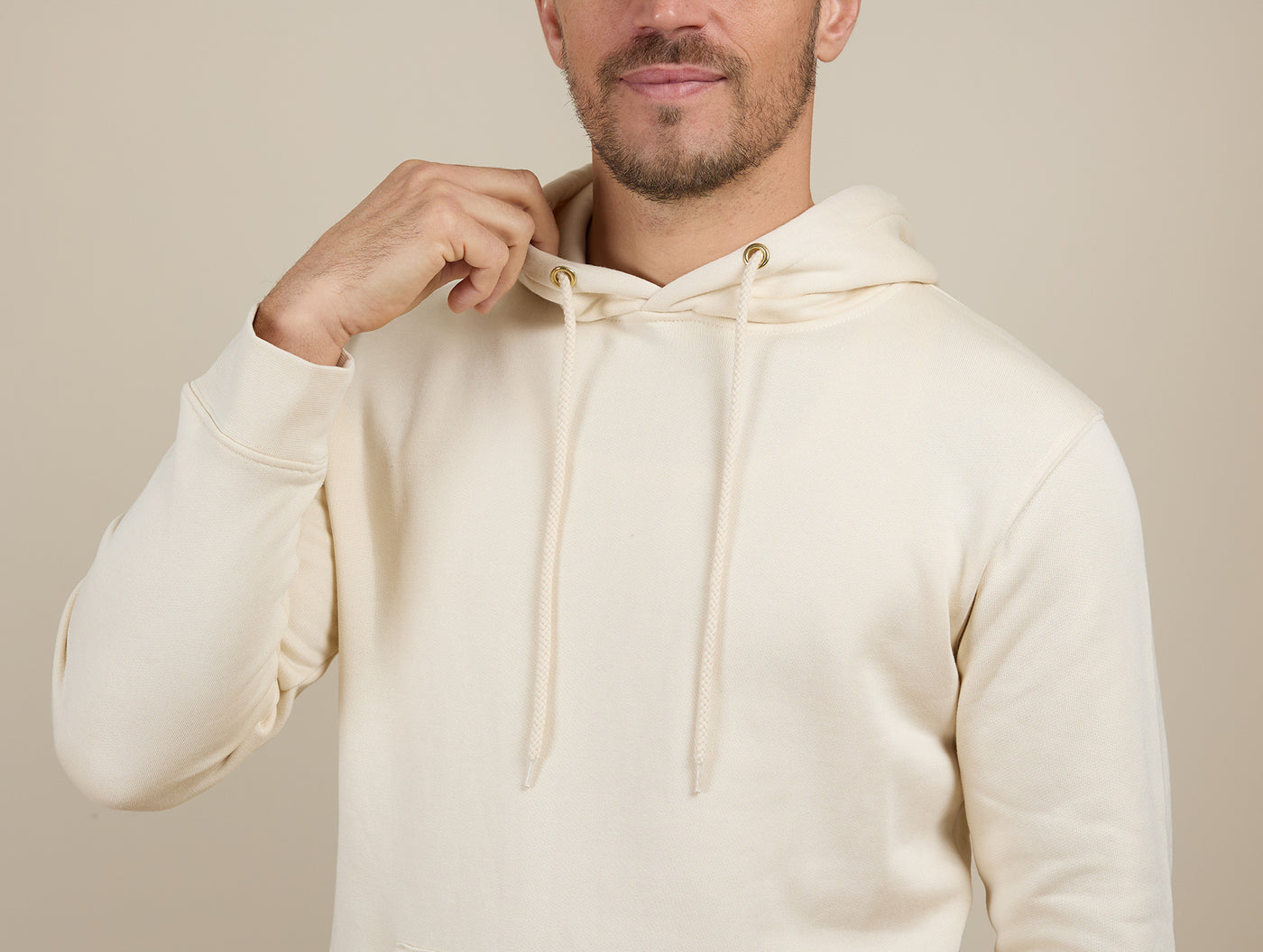 Pétrone sweat capuche hoodie homme Tencel coton bio écru homme#couleur_écru